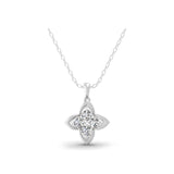 Lab Grown Diamond 0.64Ct Round Floral Pendant 14K Fine Gold Necklace