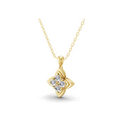 Lab Grown Diamond 0.64Ct Round Floral Pendant 14K Fine Gold Necklace