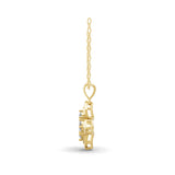 Lab Grown Diamond 0.64Ct Round Floral Pendant 14K Fine Gold Necklace