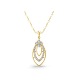 Round Cut Leaf Charm Pendant Necklace 14K Gold Lab Grown Diamond 0.55Ct
