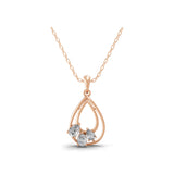 14K Fine Gold Teardrop Shaped Pendant Pear Cut Lab Grown Diamond Necklace 0.82Ct