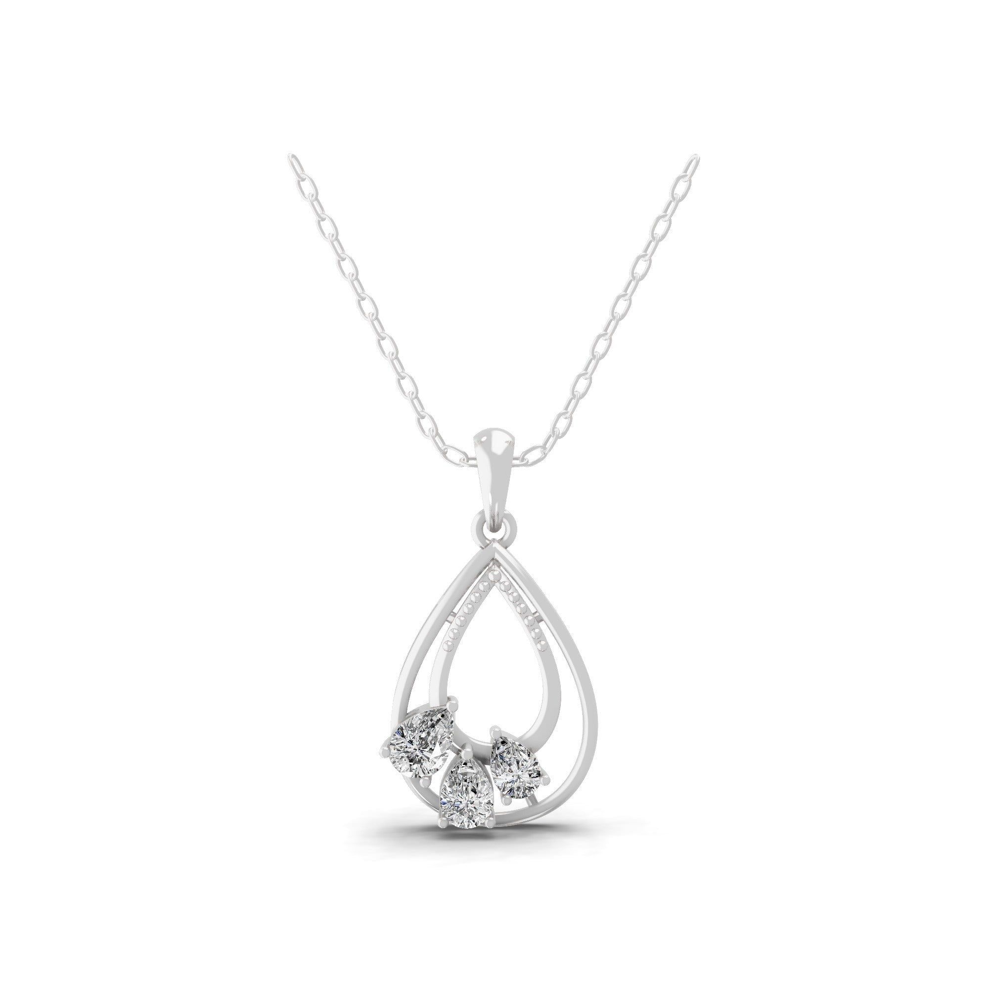 14K Fine Gold Teardrop Shaped Pendant Pear Cut Lab Grown Diamond Necklace 0.82Ct