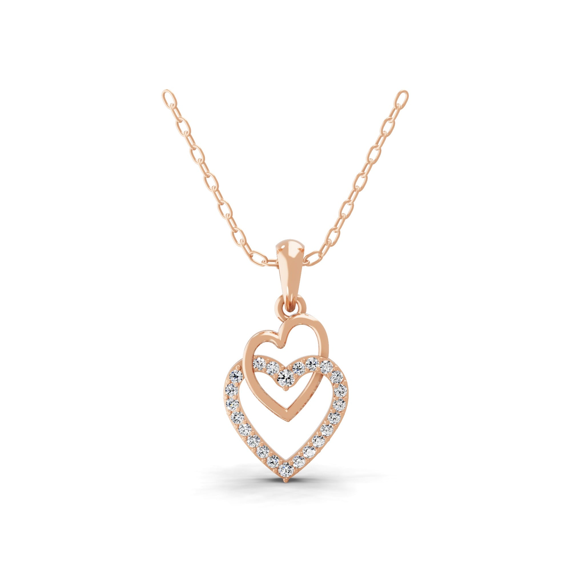 0.26Ct Heart Shape Pendant Lab Grown Round Cut Diamond 14K Fine Gold