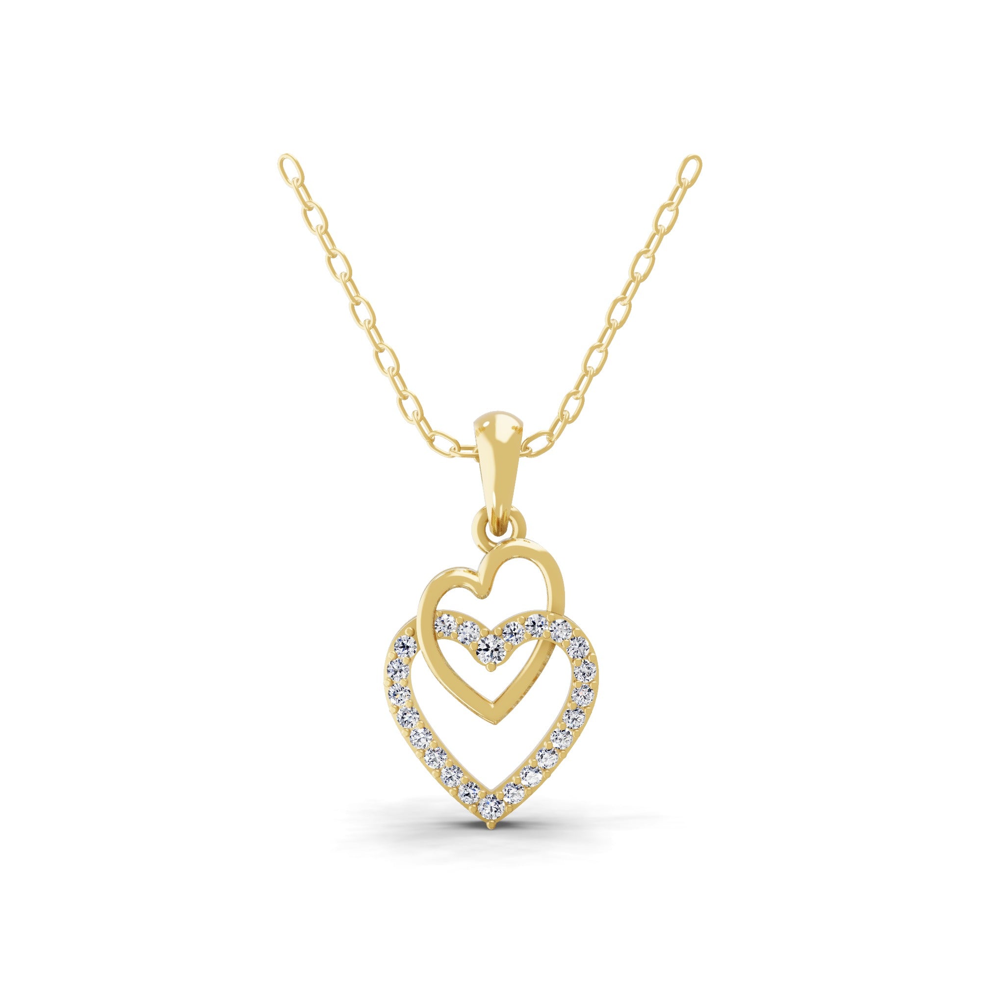 0.26Ct Heart Shape Pendant Lab Grown Round Cut Diamond 14K Fine Gold