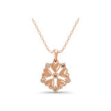 Round Lab Grown Diamond 14K Fine Gold Clover Design Pendant Necklace 0.42Ct