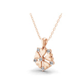 Round Lab Grown Diamond 14K Fine Gold Clover Design Pendant Necklace 0.42Ct