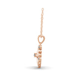 Round Lab Grown Diamond 14K Fine Gold Clover Design Pendant Necklace 0.42Ct