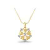Round Lab Grown Diamond 14K Fine Gold Clover Design Pendant Necklace 0.42Ct