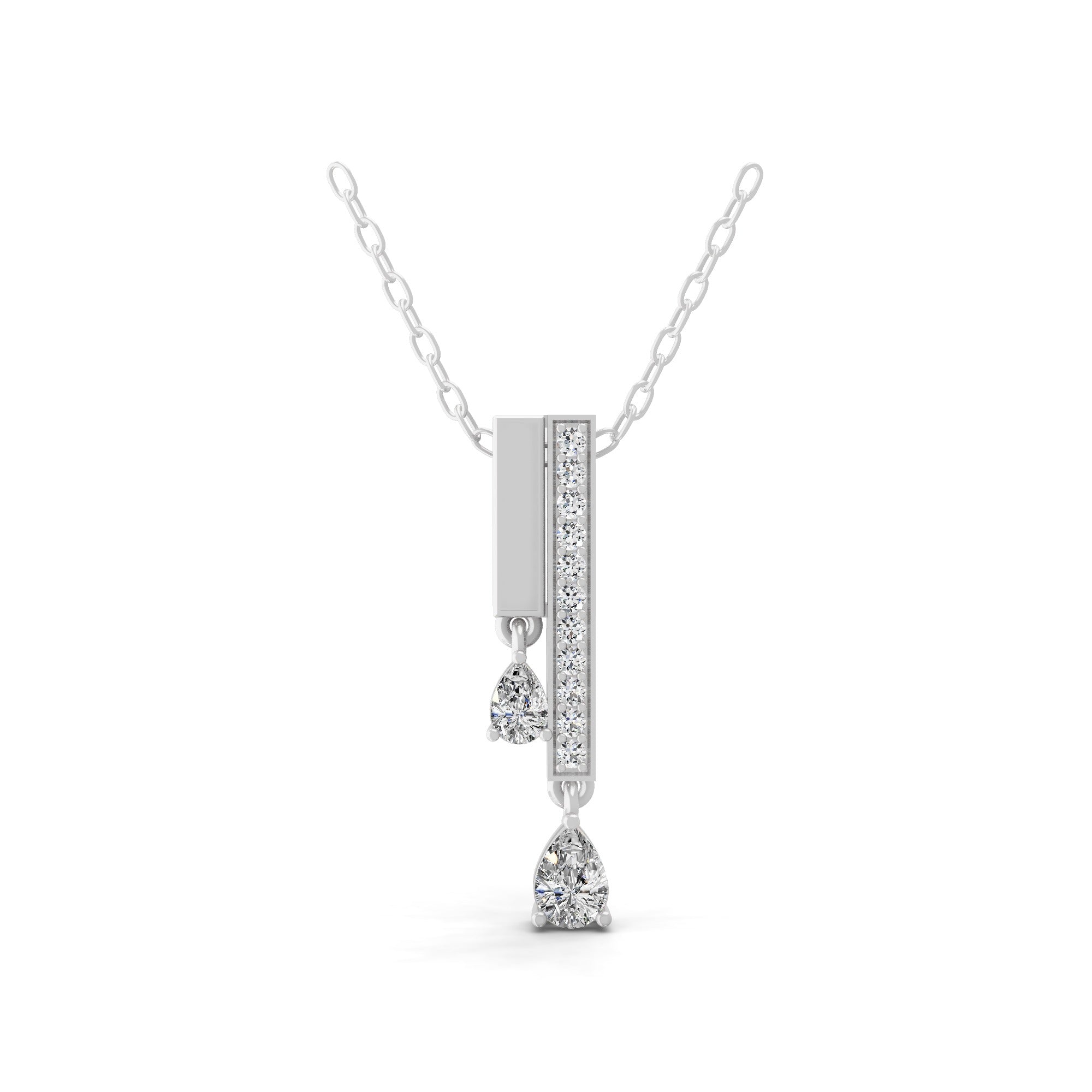Pear Round 14K Gold 0.51Ct Lab Grown Diamond Pendant Double Drop Necklace 14K Gold