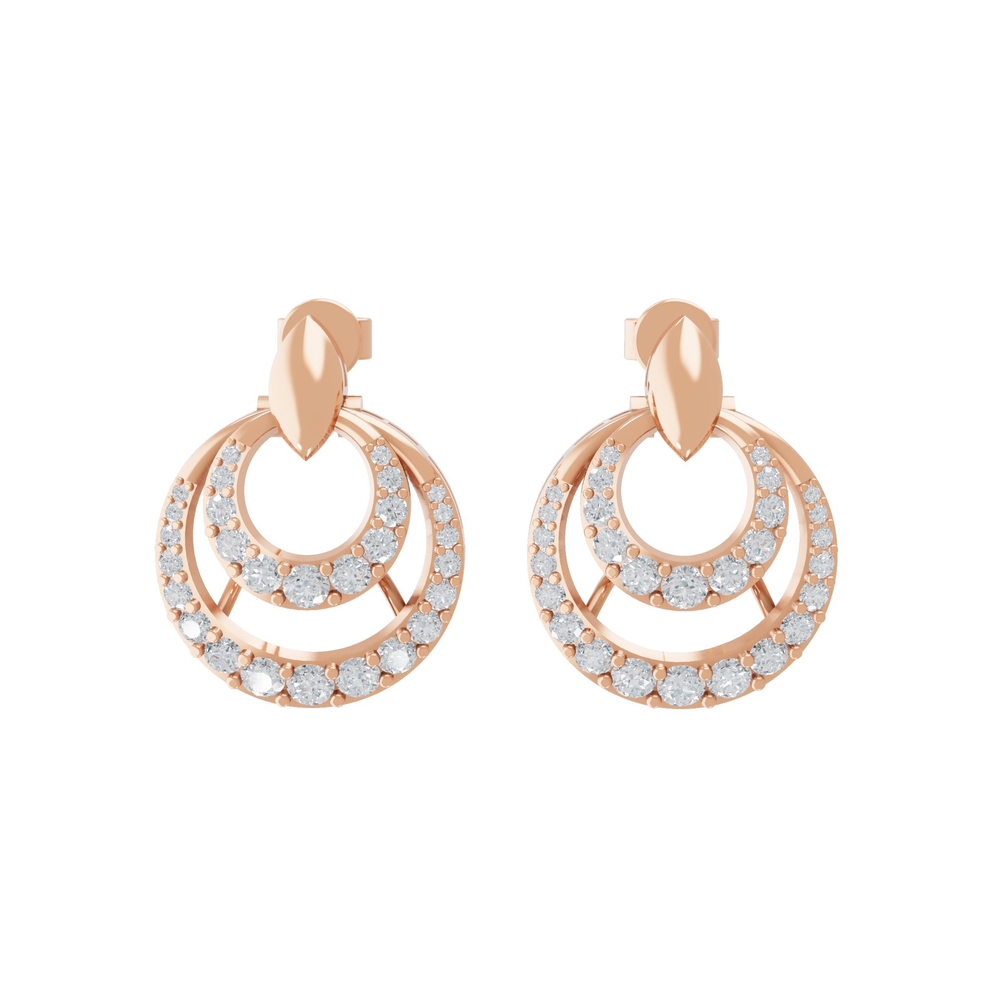 1.04Ct Lab Grown Diamond Round Cut Dangle Earrings 14K Fine Ring