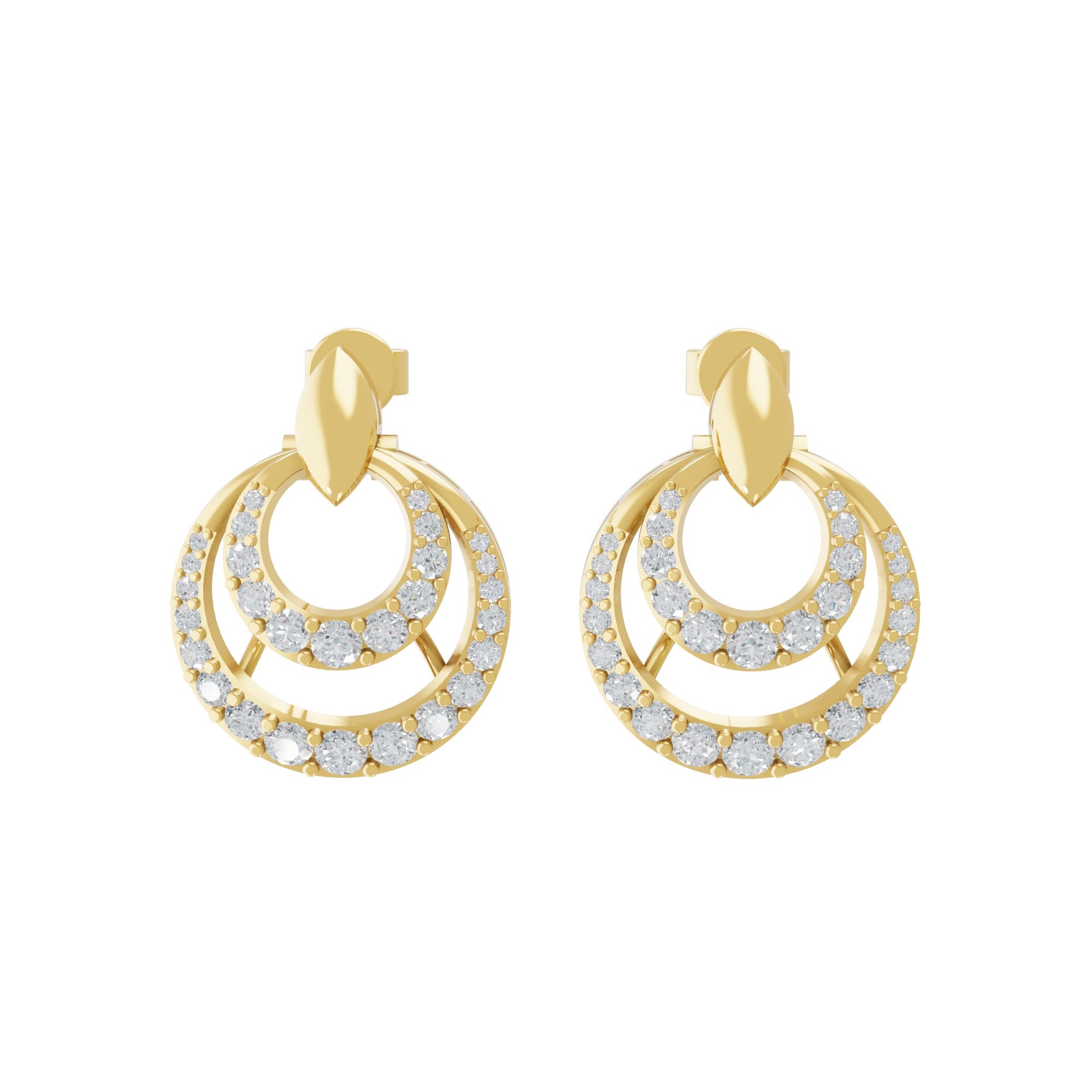 1.04Ct Lab Grown Diamond Round Cut Dangle Earrings 14K Fine Ring