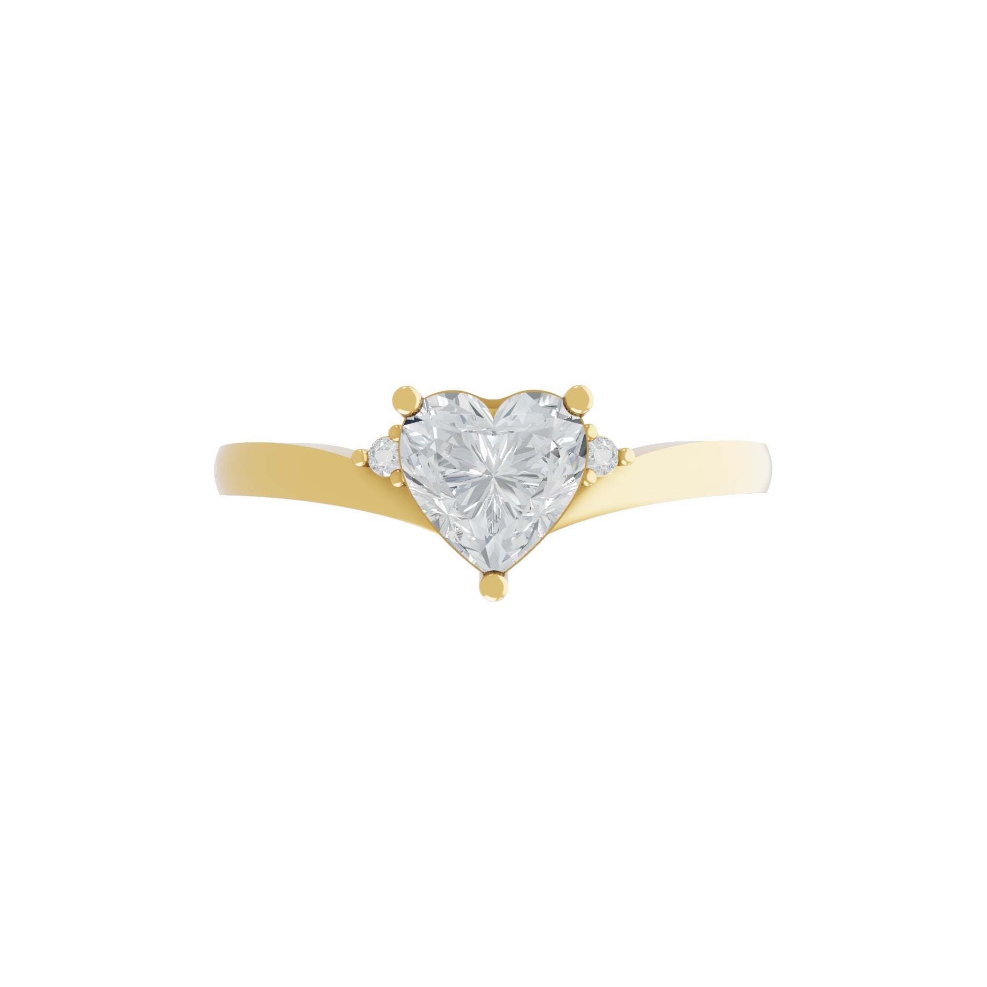 1.07Ct Heart Shape Lab Grown Diamond Engagement Ring 14K Fine Gold