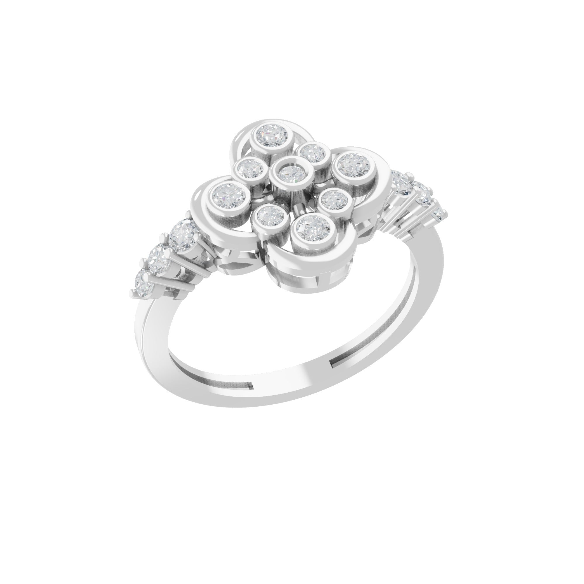 Bezel Set Round Cut Lab Grown Diamond 0.43Ct 14K Fine Gold