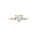 Heart Shaped and Round Cut Lab Grown Diamond 14K Gold Engagement Ring 1.26Ct
