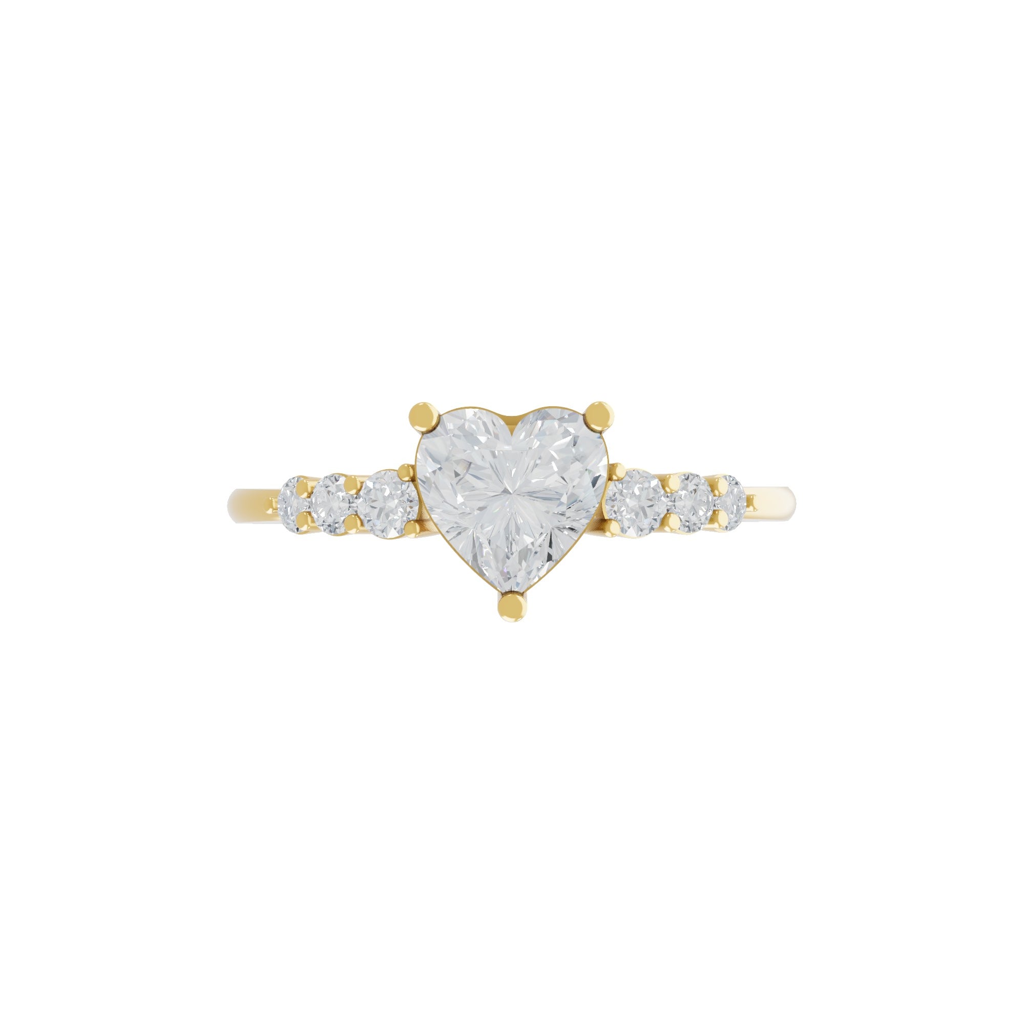 Heart Shaped and Round Cut Lab Grown Diamond 14K Gold Engagement Ring 1.26Ct