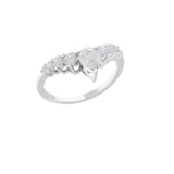 Lab Grown Round Pear Diamond 0.97Ct Crown Style Ring 14K Fine Gold