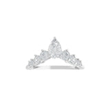 Lab Grown Round Pear Diamond 0.97Ct Crown Style Ring 14K Fine Gold
