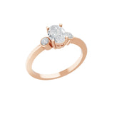 Lab Grown Diamond Three Stone Ring 14K Fine Gold 0.88Ct