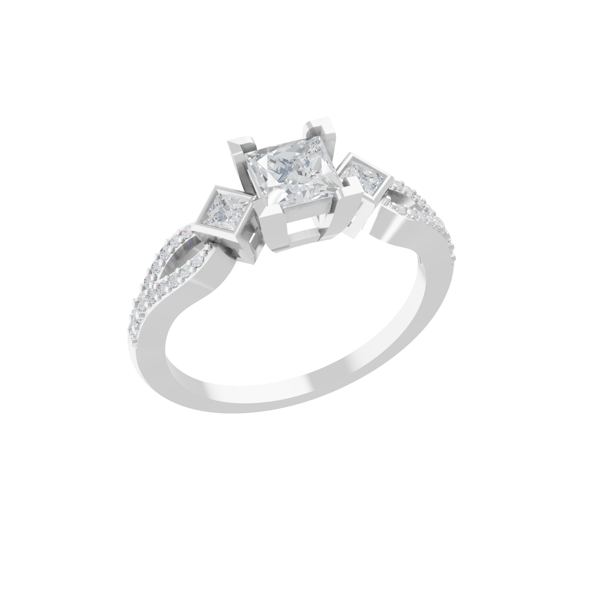 14K Fine Gold 0.79Ct Princess Cut Lab Grown Diamond Ring