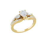 14K Fine Gold Round and Pear Cut 1.31Ct Lab Grown Diamond Rings