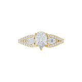 14K Fine Gold Round and Pear Cut 1.31Ct Lab Grown Diamond Rings