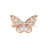 Lab Grown Round Cut Diamond Butterfly Ring 14K White Fine Gold 0.60 Ct