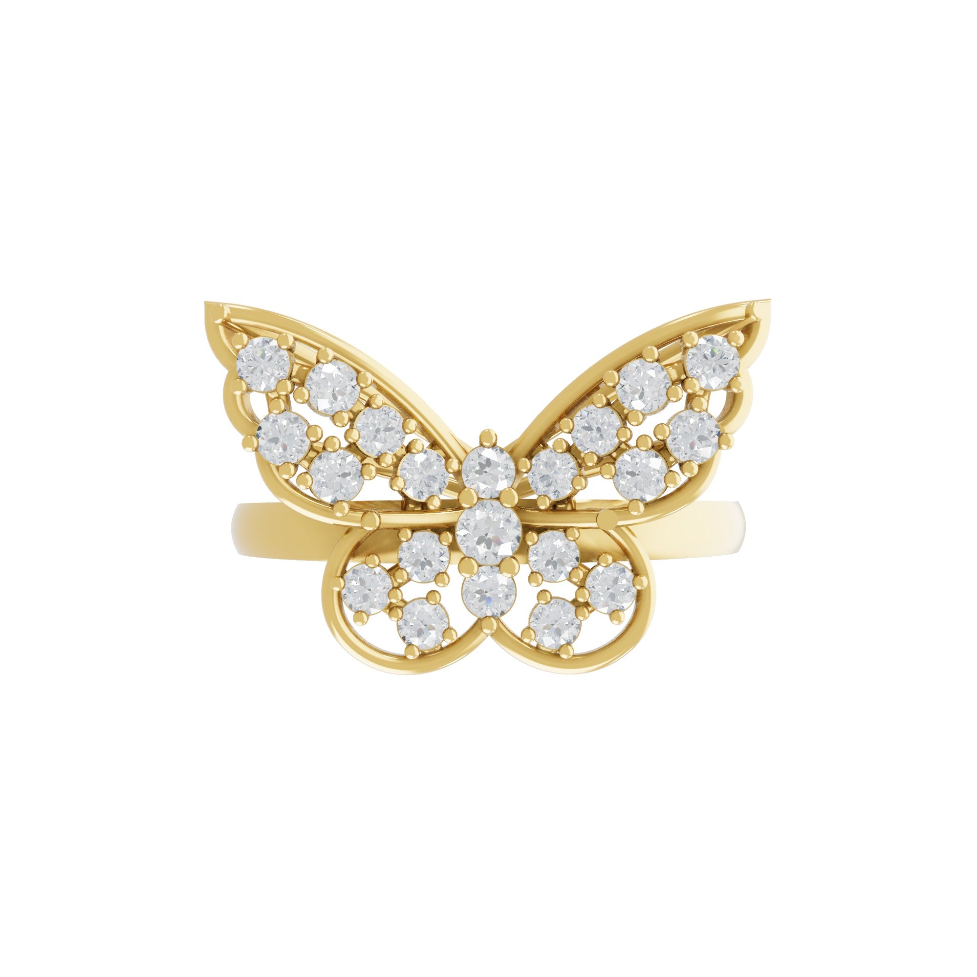 Lab Grown Round Cut Diamond Butterfly Ring 14K White Fine Gold 0.60 Ct