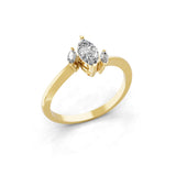 Marquise Cut Three Stone Lab Grown Diamond Minimalist Ring 0.54Ct 14K Fine Gold