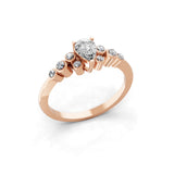 Round Pear Cut Band Ring 0.66Ct 14K Fine Gold Lab Grown Diamond