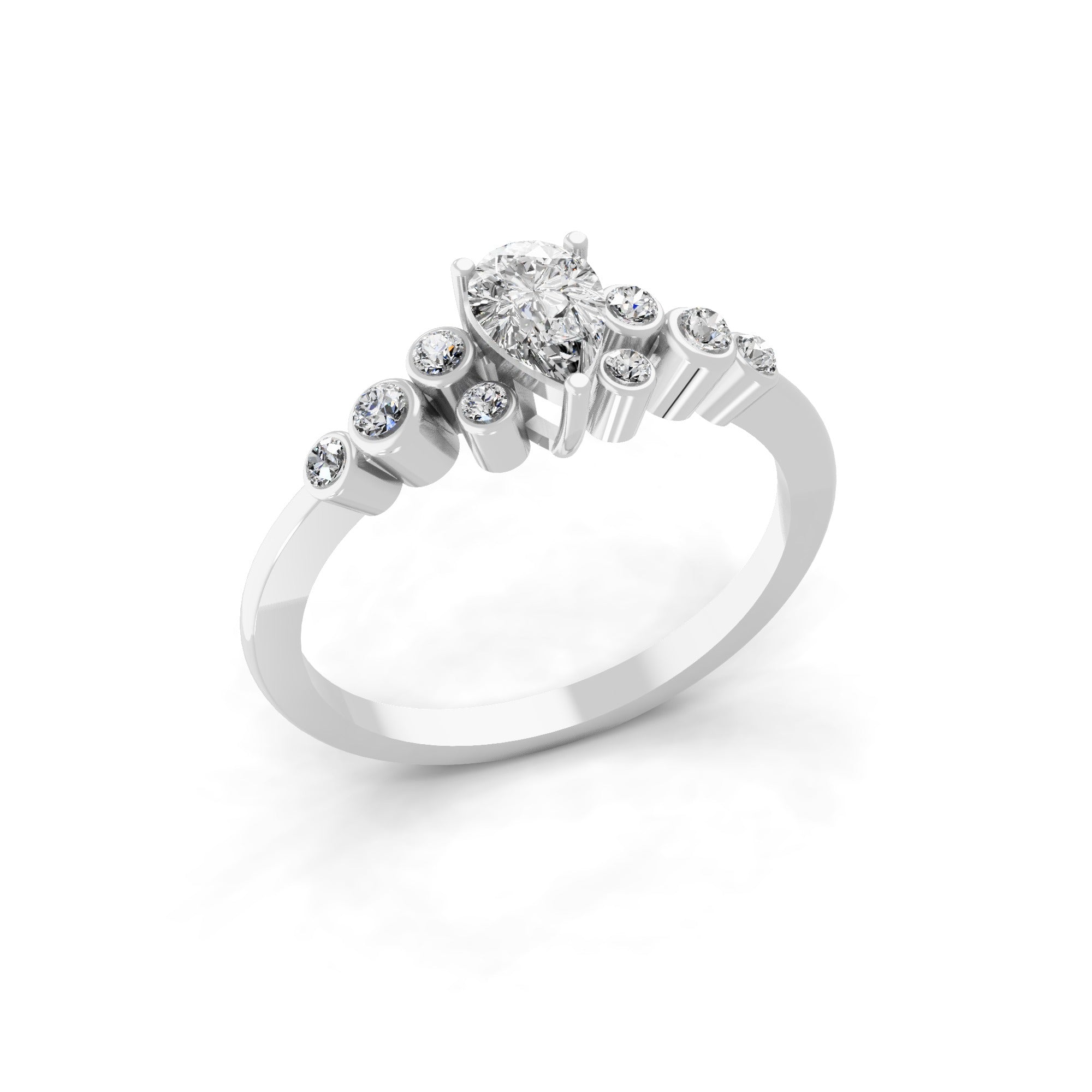 Round Pear Cut Band Ring 0.66Ct 14K Fine Gold Lab Grown Diamond