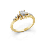 Round Pear Cut Band Ring 0.66Ct 14K Fine Gold Lab Grown Diamond