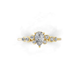 Round Pear Cut Band Ring 0.66Ct 14K Fine Gold Lab Grown Diamond