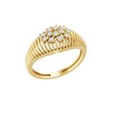 14K Fine Gold Round Lab Grown Diamond Dome Ring 0.22Ct