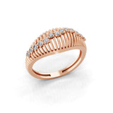 Lab Grown Round Cut Diamond 0.23Ct 14K Fine Gold Dome Statement Ring