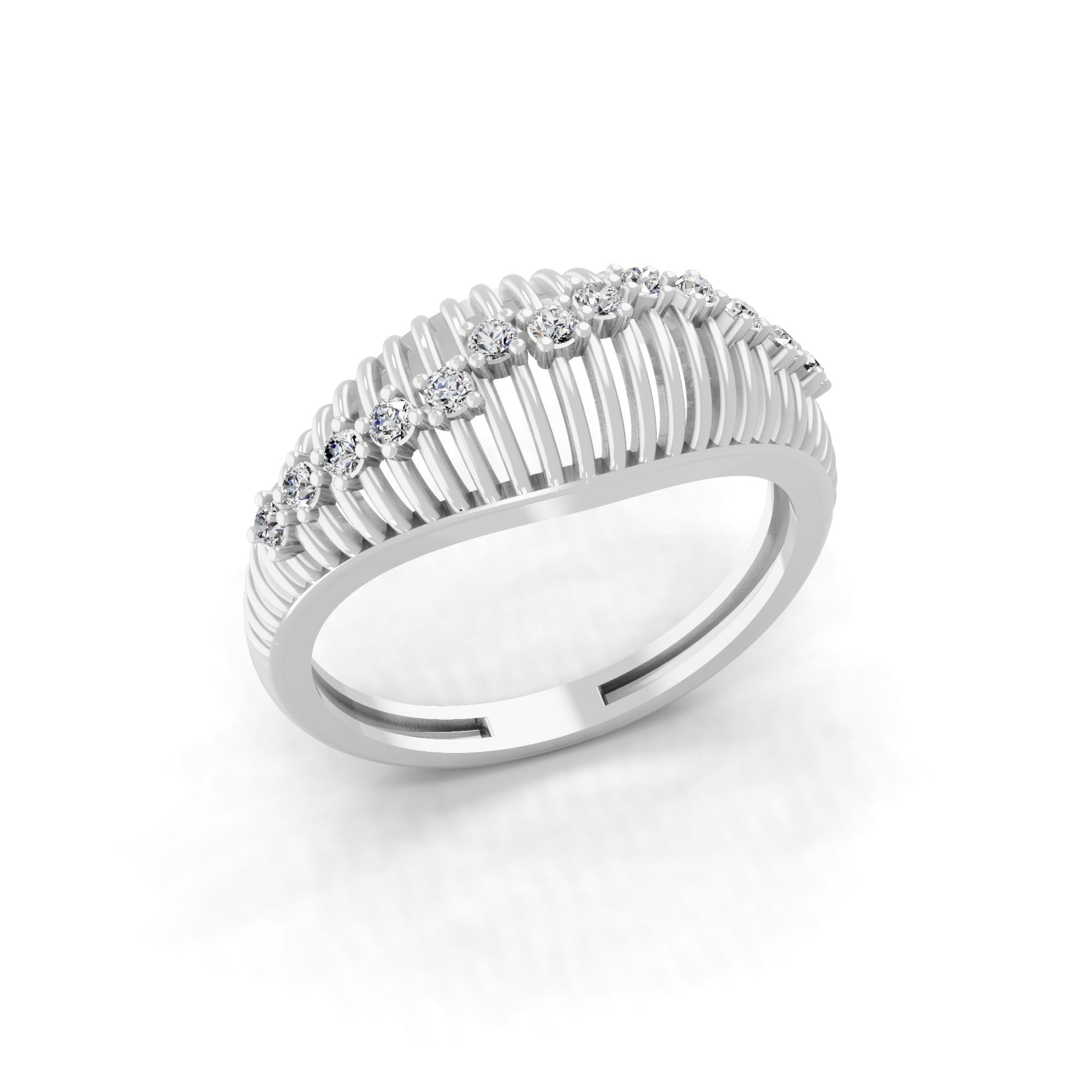 Lab Grown Round Cut Diamond 0.23Ct 14K Fine Gold Dome Statement Ring