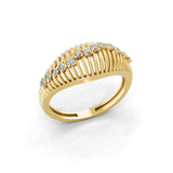 Lab Grown Round Cut Diamond 0.23Ct 14K Fine Gold Dome Statement Ring