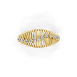 Lab Grown Round Cut Diamond 0.23Ct 14K Fine Gold Dome Statement Ring