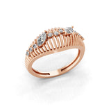 14K Fine Gold Lab Grown Marquise Round Diamond Cluster Ring 0.38Ct