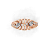 0.49Ct Round Marquise Lab Grown Diamond Caged Dome Ring 14K Fine Gold