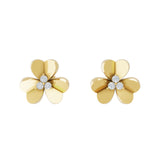 Three Round Lab Grown Diamonds 0.12Ct 14K Fine Gold Stud Earrings
