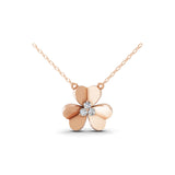 0.26Ct Lab Grown Round Diamond Flower Pendant 14K Fine Gold Necklace
