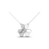 0.26Ct Lab Grown Round Diamond Flower Pendant 14K Fine Gold Necklace