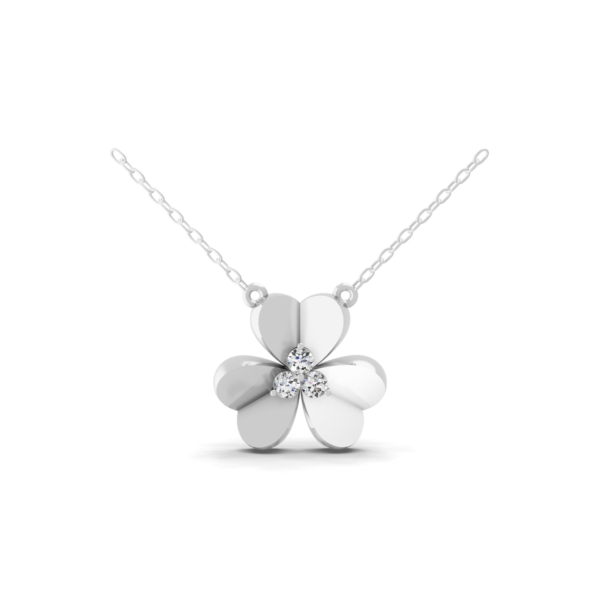 0.26Ct Lab Grown Round Diamond Flower Pendant 14K Fine Gold Necklace