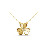 0.26Ct Lab Grown Round Diamond Flower Pendant 14K Fine Gold Necklace