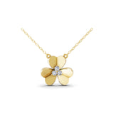 0.26Ct Lab Grown Round Diamond Flower Pendant 14K Fine Gold Necklace