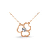 14K Fine Gold Round Cut Lab Grown Diamond Leaf Clover Pendant 0.50Ct