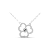 14K Fine Gold Round Cut Lab Grown Diamond Leaf Clover Pendant 0.50Ct