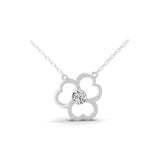 14K Fine Gold Round Cut Lab Grown Diamond Leaf Clover Pendant 0.50Ct