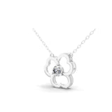 14K Fine Gold Round Cut Lab Grown Diamond Leaf Clover Pendant 0.50Ct
