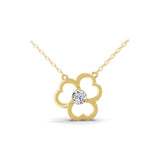 14K Fine Gold Round Cut Lab Grown Diamond Leaf Clover Pendant 0.50Ct